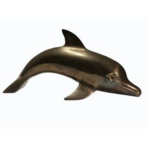 Vintage Brass Dolphin Figurine Paperweight Display Piece